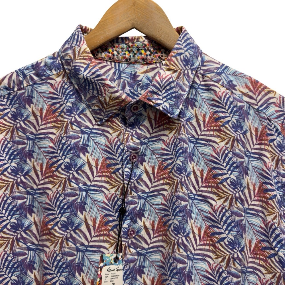 Robert Graham NEW Mens Sz 2XL Classic Teigen Linen Viscose Floral Hawaiian Shirt